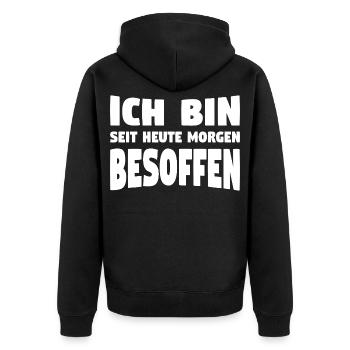 Lustige Sauf Sprüche - Unisex Premium Bio Zip Hoodie - Schwarz - Hinten - Nico (187cm)
