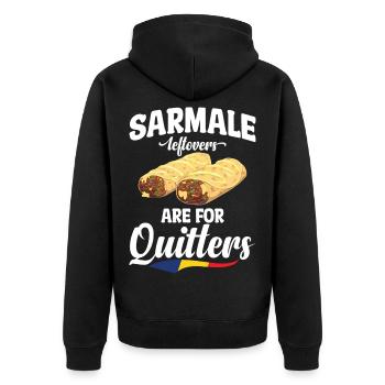 Sarmale-Reste sind für Aufgeber. Rumänischer Snack - Unisex Premium Bio Zip Hoodie - Schwarz - Hinten - Nico (187cm)