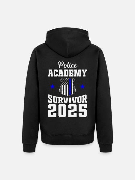 Polizeiakademie Überlebende 2025 Abschlusspolizei - Unisex Premium Bio Zip Hoodie - Schwarz