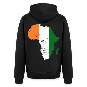 Elfenbeinküste Flagge Afrika used - Unisex Premium Bio Zip Hoodie - Schwarz - Hinten - Nico (187cm)
