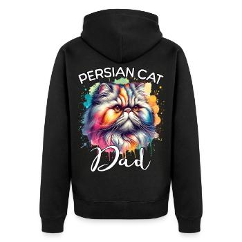 Perserkatze Papa - Unisex Premium Bio Zip Hoodie - Schwarz - Hinten - Nico (187cm)