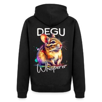 Degu Whisperer - Unisex Premium Organic Zip Hoodie - black - Back - Nico (187cm)