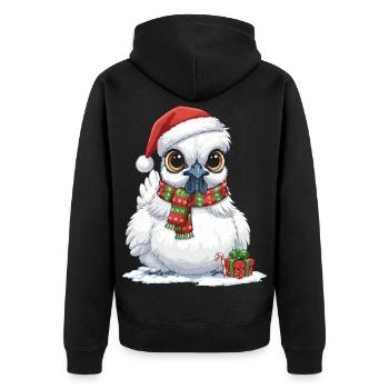 Poulet de soie drôle - Chapeau de Père Noël et... - Veste à capuche bio Premium Unisexe - noir - Dos - Nico (187cm)