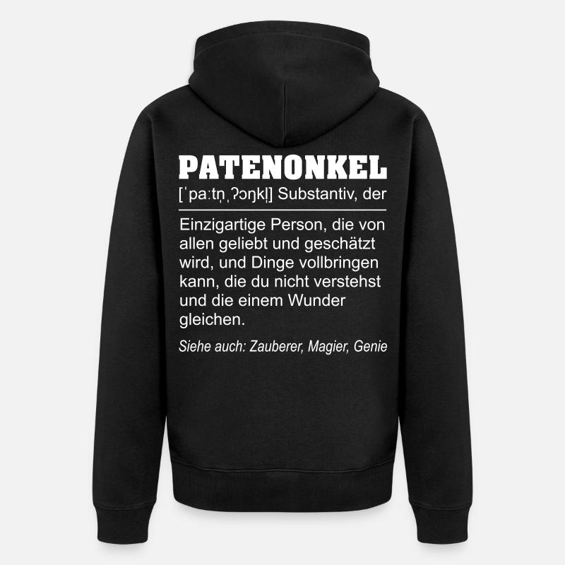 Lustige Patenonkel Definition Geschenkidee - Unisex Premium Bio Zip Hoodie - Schwarz