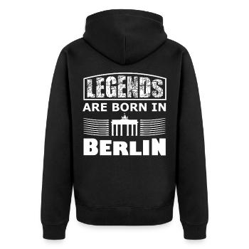 Legends from Berlin - Unisex Premium Organic Zip Hoodie - black - Back - Nico (187cm)