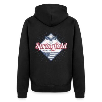 Springfield City, Illinois, États-Unis, États-Unis - Veste à capuche bio Premium Unisexe - noir - Dos - Nico (187cm)