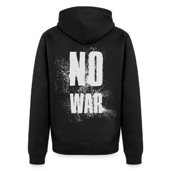 PAS DE GUERRE – Déclaration pour la paix contre la guerre - Veste à capuche bio Premium Unisexe - noir - Dos - Nico (187cm)