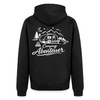 Camping Abenteuer - Unisex Premium Bio Zip Hoodie - Schwarz - Hinten - Nico (187cm)