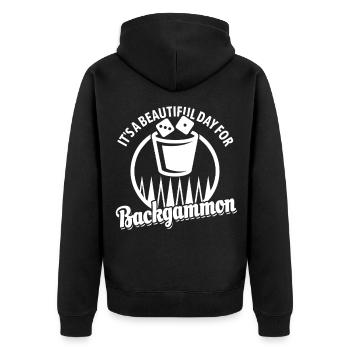 It's a beautiful day for Backgammon | Board Game - Unisex Premium Organic Zip Hoodie - black - Back - Nico (187cm)