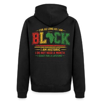 Fierté Afro Black History Month Vintage - Veste à capuche bio Premium Unisexe - noir - Dos - Nico (187cm)