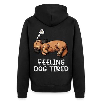 Feeling Dog Tired Langhaardackel Dackel Dachshund - Unisex Premium Bio Zip Hoodie - Schwarz - Hinten - Nico (187cm)