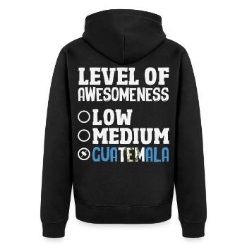 Guatemala Flag T-Shirt Pride & Home Chapín - Unisex Premium Organic Zip Hoodie - black - Back - Nico (187cm)
