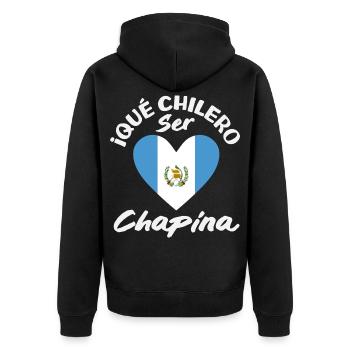 Guatemala Flagge T-Shirt Stolz & Heimat Chapín - Unisex Premium Bio Zip Hoodie - Schwarz - Hinten - Nico (187cm)