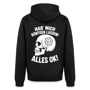 W20 im Kopf Röntgen Humor Shirt - Unisex Premium Bio Zip Hoodie - Schwarz - Hinten - Nico (187cm)