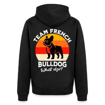 Team French Bulldog - Unisex Premium Organic Zip Hoodie - black - Back - Nico (187cm)