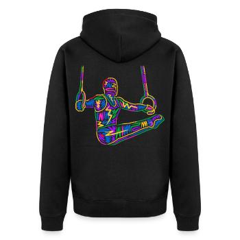 Gymnastics Gymnastics Ring gymnastics colorful Boys Gymnastics - Unisex Premium Organic Zip Hoodie - black - Back - Nico (187cm)