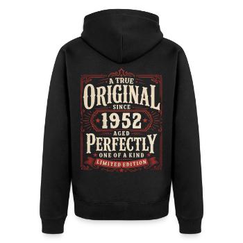 74th Birthday Gift Original Vintage 1952 - Unisex Premium Organic Zip Hoodie - black - Back - Nico (187cm)