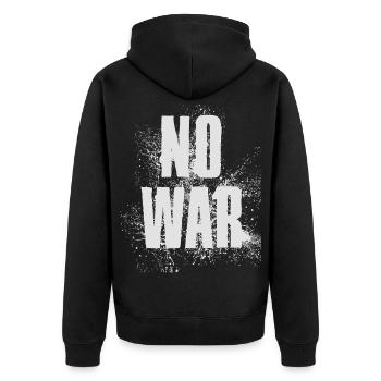PAS DE GUERRE – Déclaration pour la paix contre la guerre - Veste à capuche bio Premium Unisexe - noir - Dos - Nico (187cm)