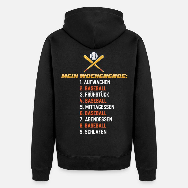 Baseball Wochenende – Mein Plan - Unisex Premium Bio Zip Hoodie - Schwarz