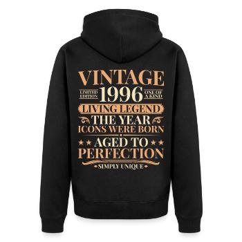 Légende vivante 1996 – 30e anniversaire Rétro - Veste à capuche bio Premium Unisexe - noir - Dos - Nico (187cm)