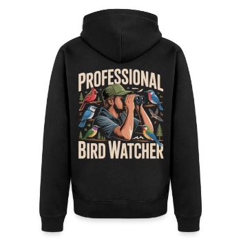 Professional Bird Watcher Vogelbeobachter - Unisex Premium Bio Zip Hoodie - Schwarz - Hinten - Nico (187cm)