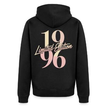 1996 Limited Edition Geburtstag - Unisex Premium Bio Zip Hoodie - Schwarz - Hinten - Nico (187cm)