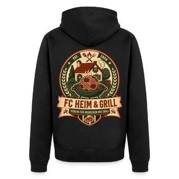 FC Heim & Grill - Unisex Premium Bio Zip Hoodie - Schwarz - Hinten - Nico (187cm)