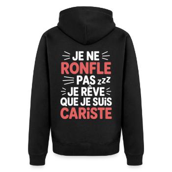 Je Ne Ronfle Pas Cariste Humour Cadeau Collègues - Veste à capuche bio Premium Unisexe - noir - Dos - Nico (187cm)