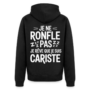 Je Ne Ronfle Pas Cariste Humour Cadeau Collègues - Veste à capuche bio Premium Unisexe - noir - Dos - Nico (187cm)