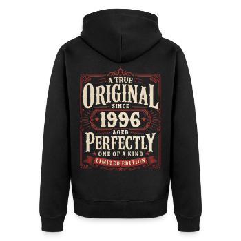 Cadeau de 30e anniversaire Millésime original 1996 - Veste à capuche bio Premium Unisexe - noir - Dos - Nico (187cm)