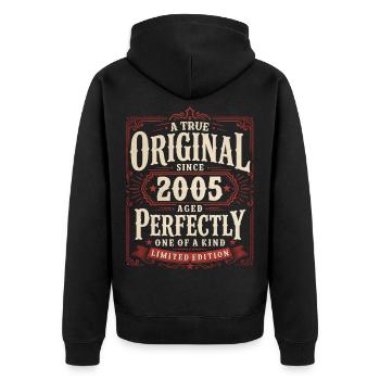 21st Birthday Gift Original Vintage 2005 - Unisex Premium Organic Zip Hoodie - black - Back - Nico (187cm)