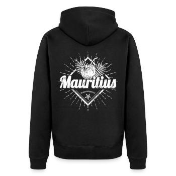 Mauritius mit Kokosnuss und Seestern Retro Design - Veste à capuche bio Premium Unisexe - noir - Dos - Nico (187cm)