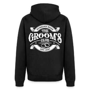 The Grooms Club - Unisex Premium Organic Zip Hoodie - black - Back - Nico (187cm)