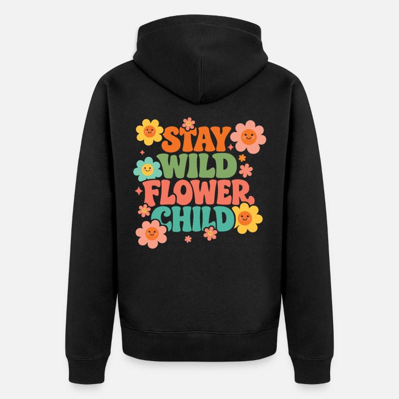 Reste l’enfant des fleurs sauvages - Veste à capuche bio Premium Unisexe - noir