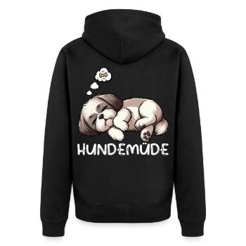 Hundemüde Shih tzu Shih tzus Shih tzu Besitzer  - Unisex Premium Bio Zip Hoodie - Schwarz - Hinten - Nico (187cm)