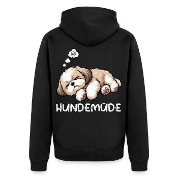 Hundemüde Shih tzu Shih tzus Shih tzu Besitzer  - Unisex Premium Bio Zip Hoodie - Schwarz - Hinten - Nico (187cm)