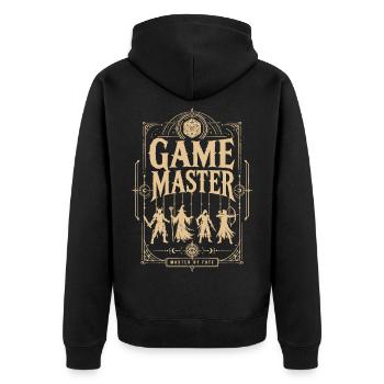Game Master Game Master Dice Shirt - Unisex Premium Organic Zip Hoodie - black - Back - Nico (187cm)