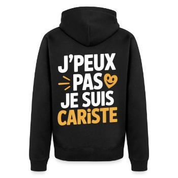 T-Shirt Humour Cariste Chariot Élévateur Gerbeur - Veste à capuche bio Premium Unisexe - noir - Dos - Nico (187cm)