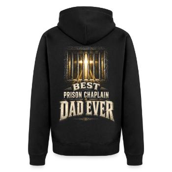 Kaplan Kleriker Pfarrer Best Prison Chaplain Dad - Unisex Premium Bio Zip Hoodie - Schwarz - Hinten - Nico (187cm)