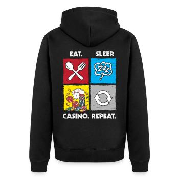 Eat Sleep Casino Repeat Gambling Gambling Poker - Unisex Premium Organic Zip Hoodie - black - Back - Nico (187cm)