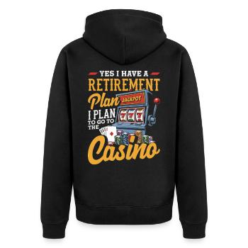 Casino Pension Retirement Gambling Slot Machine - Unisex Premium Organic Zip Hoodie - black - Back - Nico (187cm)