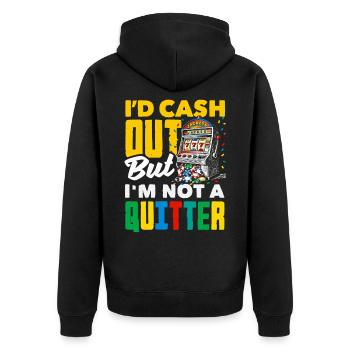 Nicht Aufgeben Casino Spielautomat Glücksspiel - Unisex Premium Bio Zip Hoodie - Schwarz - Hinten - Nico (187cm)