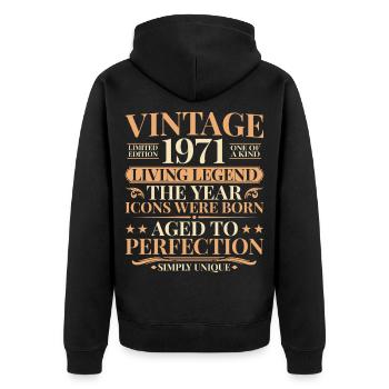 Légende vivante 1971 – 55e anniversaire Millésime - Veste à capuche bio Premium Unisexe - noir - Dos - Nico (187cm)