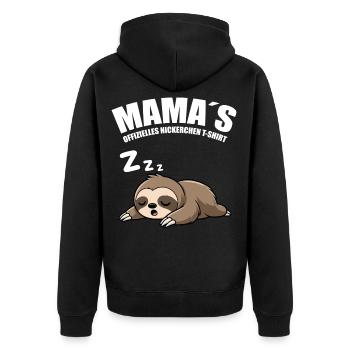 Muttertagsgeschenke für Mama – Lustiges Faultier - Unisex Premium Bio Zip Hoodie - Schwarz - Hinten - Nico (187cm)