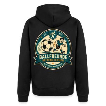 Ballfreunde Seitenstecher - Unisex Premium Bio Zip Hoodie - Schwarz - Hinten - Nico (187cm)