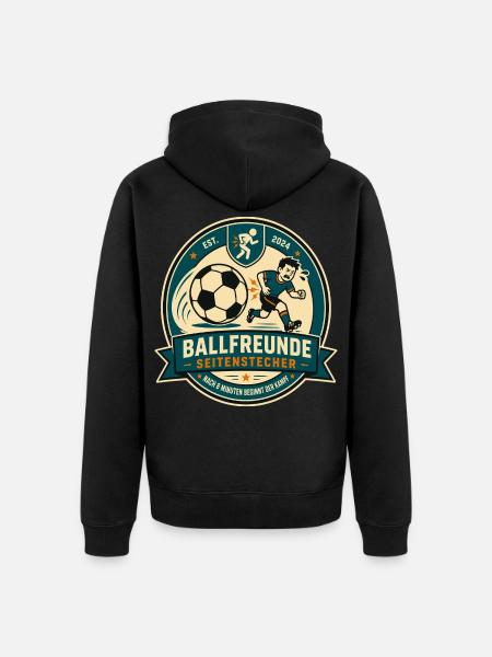 Ballfreunde Seitenstecher - Unisex Premium Bio Zip Hoodie - Schwarz
