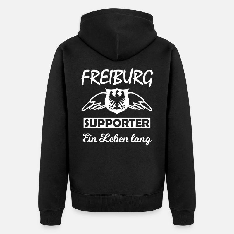 Freiburg Supporter Ein Leben Lang - Unisex Premium Bio Zip Hoodie - Schwarz