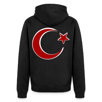 Motif de l’étoile de la Lune rouge Dinde - Veste à capuche bio Premium Unisexe - noir - Dos - Nico (187cm)