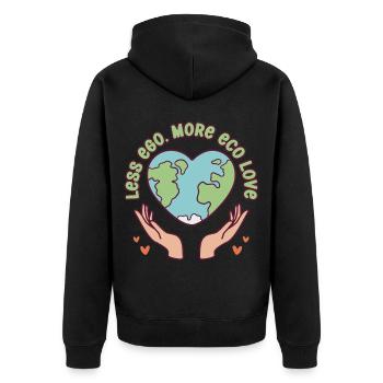Ecologist Ecology Less Ego More Eco Love - Unisex Premium Organic Zip Hoodie - black - Back - Nico (187cm)