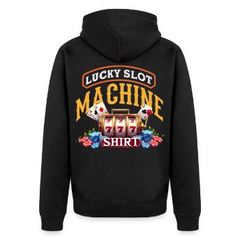 Lucky Slot Machine Casino Gambling Vegas - Unisex Premium Organic Zip Hoodie - black - Back - Nico (187cm)
